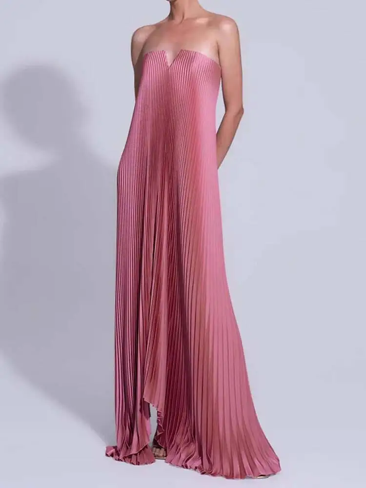 

Sexy Backless Simple Women Party Dress, Summer Holiday Sleeveless Fashion Elegant Maxi Dress, Strapless Patchwork Ladies Dress