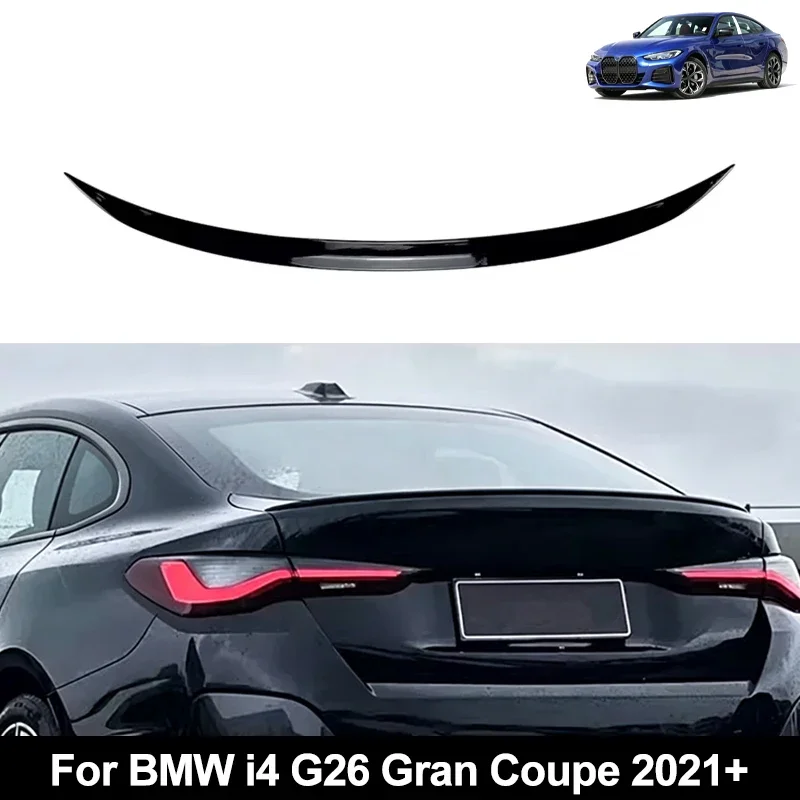 For BMW Accessories i4 G26 Gran Coupe 2021+ Car Rear Trunk Spoiler Wing Boot Lip Glossy Black Soft Plastic 2022 2023 2024 2025