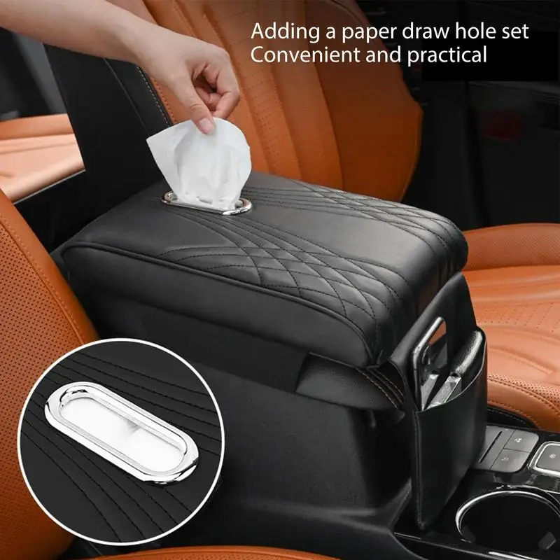 Car Armrest Cover Leather Car Center Console Cover Anti-fouling Auto Armrest Elbow Pad Cushion Waterproof Armrest Cushion Cover