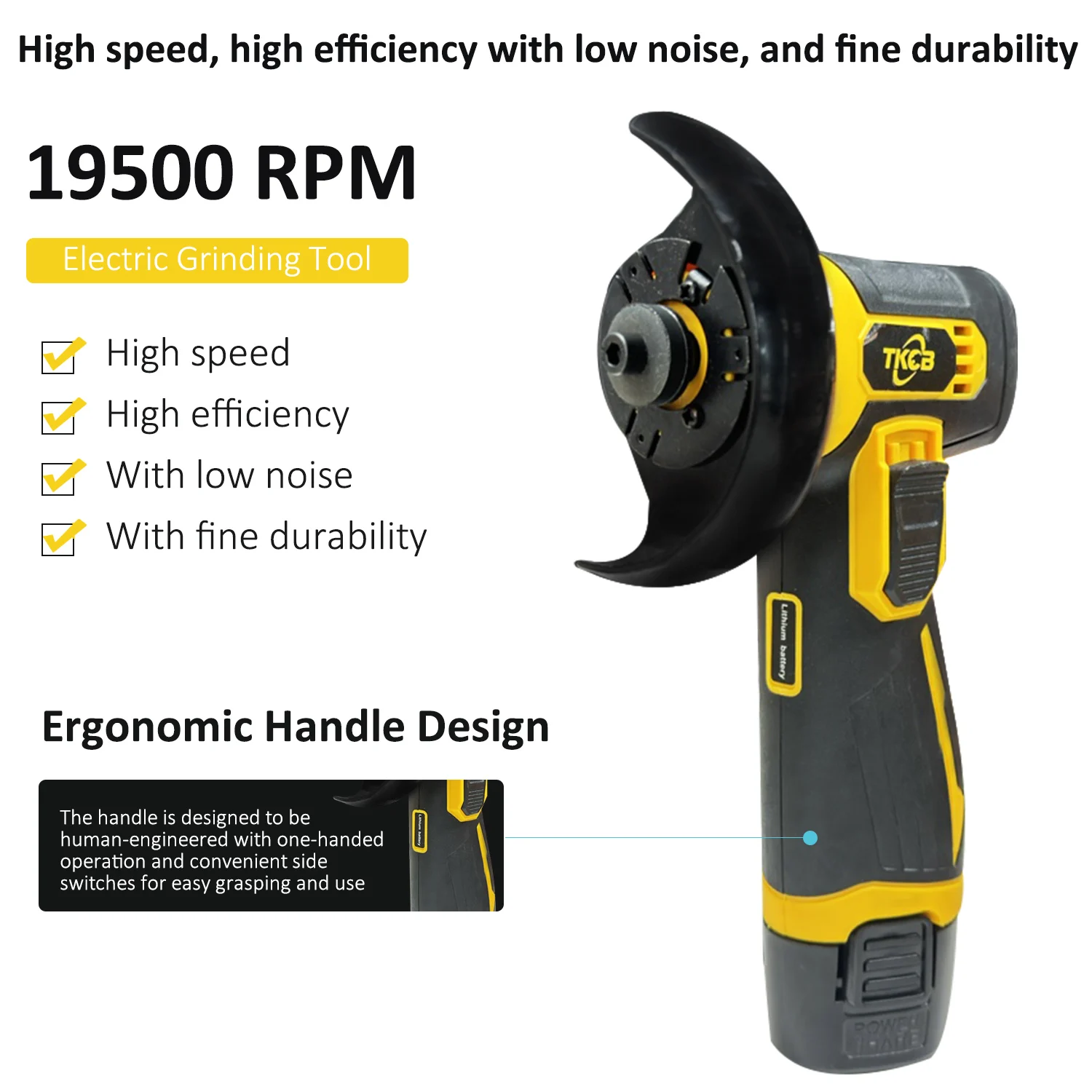 TKCB-Mini Brushed Cordless Angle Grinder With 2pcs Batteries, 12v, 19500rpm, (Tile, Wood, Stone) Cutting And Polishing