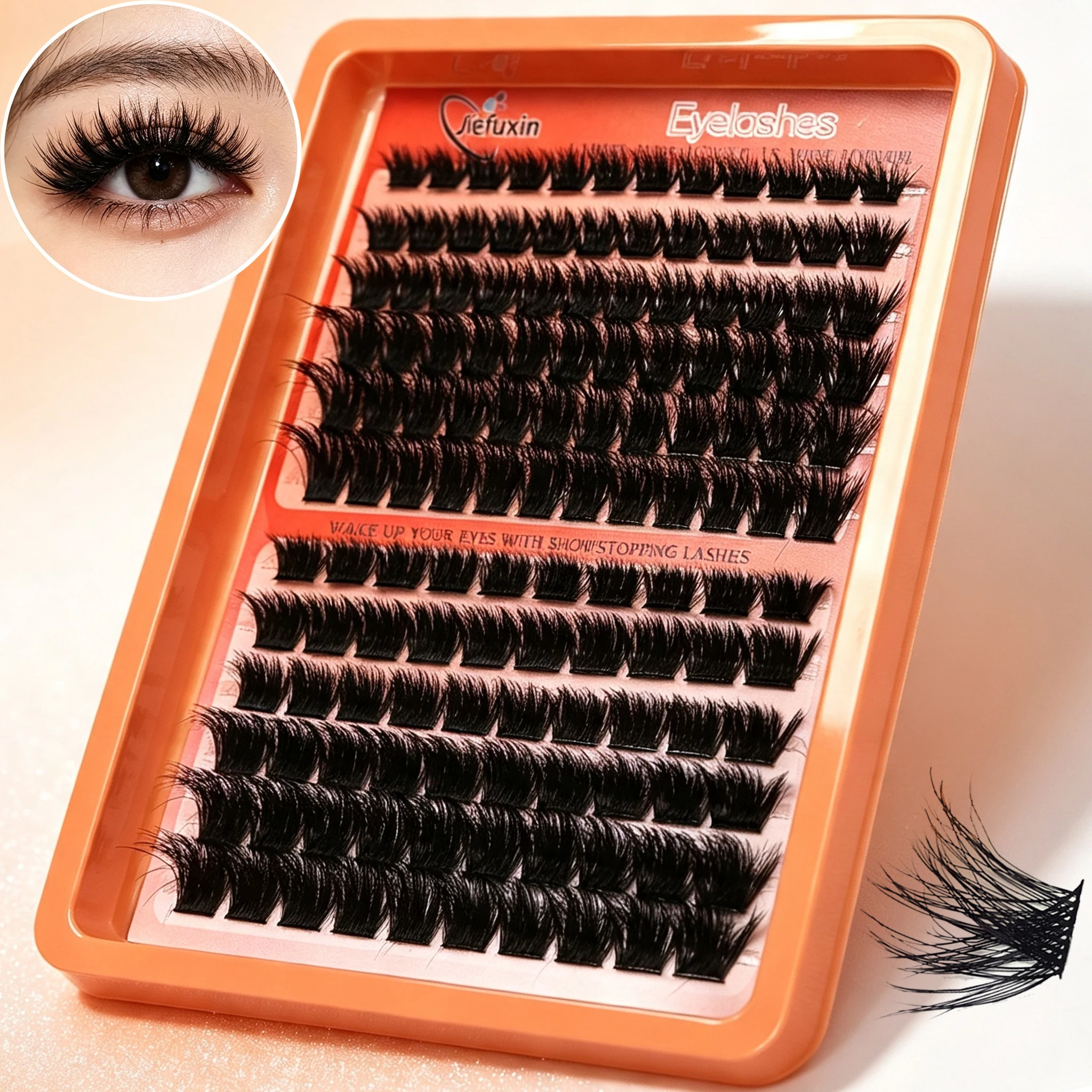 Cluster-Wimpern D-Curl Wispy Fluffy Einzelwimpernverlängerungen DIY Manga Falsche Wimpern Weich für Anfänger Tägliches Augen-Make-up – Detail 1