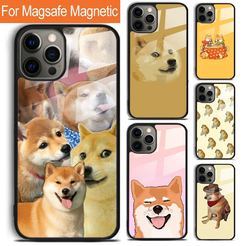 

Чехол для телефона Shiba Inu с милым мультяшным рисунком для iPhone 17, Air 16, 15, 14, 12, Pro Max Plus Magsafe, магнитный чехол для беспроводной зарядки