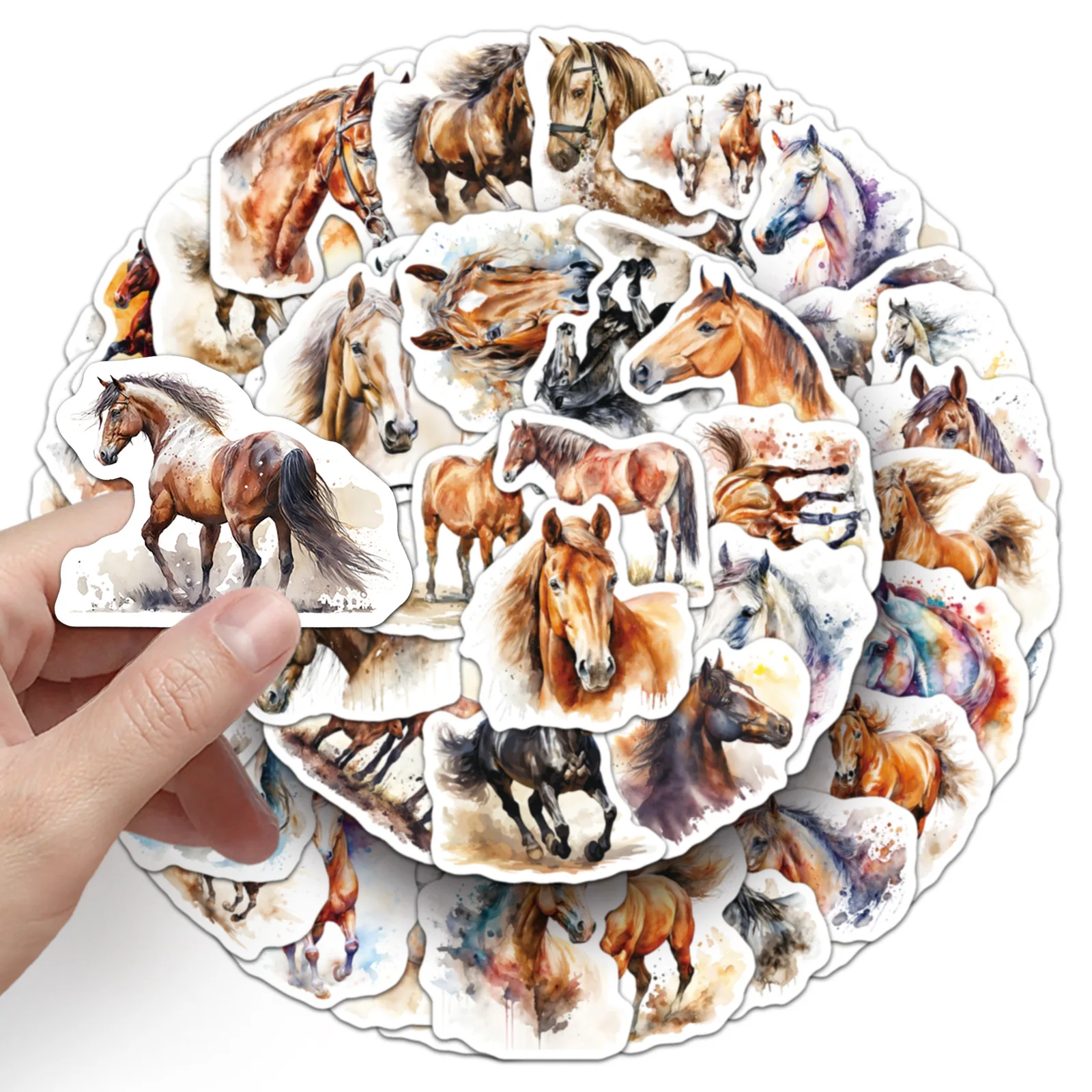 10/50PCS Cartoon Animal Horse Ink Style Graffiti Stickers Creative Decorative Pencil Box Helmet Suitcase Scrapbook Decal Toy
