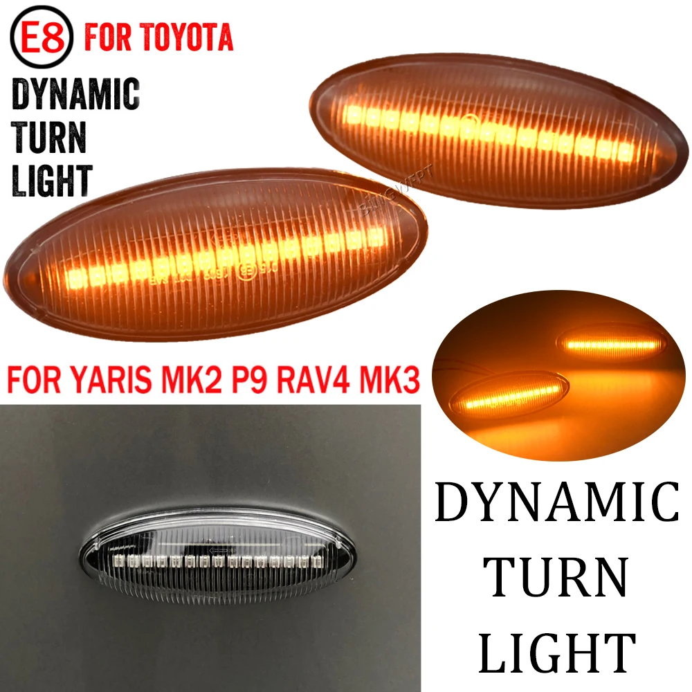 

2PCS/LOT Dynamic LED Turn Signal Side Marker Lights Sequential Blinker Lamps For Toyota COROLLA Auris Mk1 E15 2007 2008 - 2010