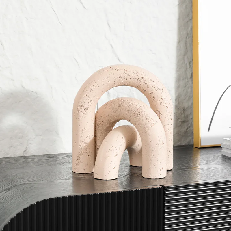 Light Luxury Geometric Arch Ornaments, Decorative Curved Ornaments, Hand Carved Arched Door Models