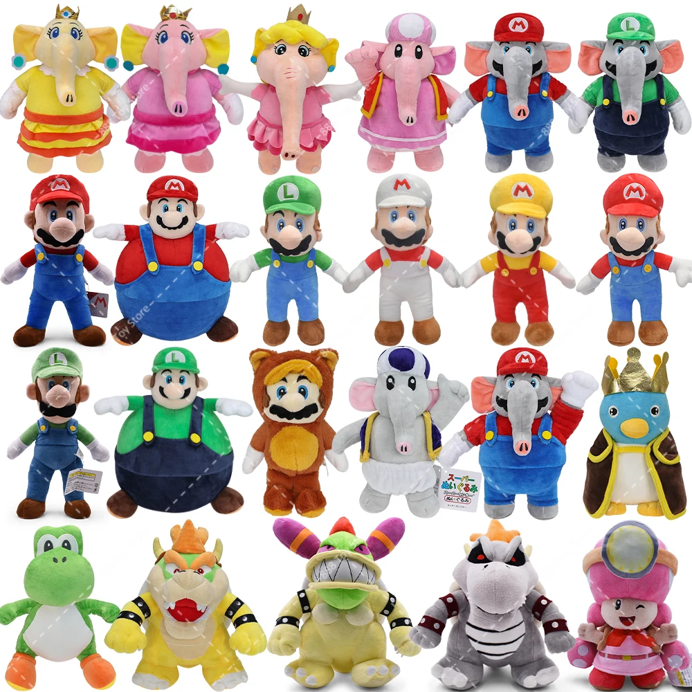 Anime Plush Koops Yoshi Kid Light-Blue Shy Guy Goombella Elephant Luigi Peach Toadette Wonder Bowser Jr. Stuffed Animal Peluche