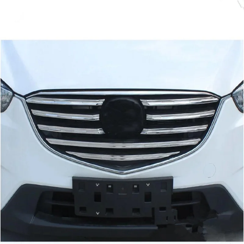 9pcs/set ABS CHROME FRONT GRILL GRILLE COVER TRIM GUARD MOLDING ACCESSORIES FIT FOR 2015 2016 MAZDA CX-5 CX5