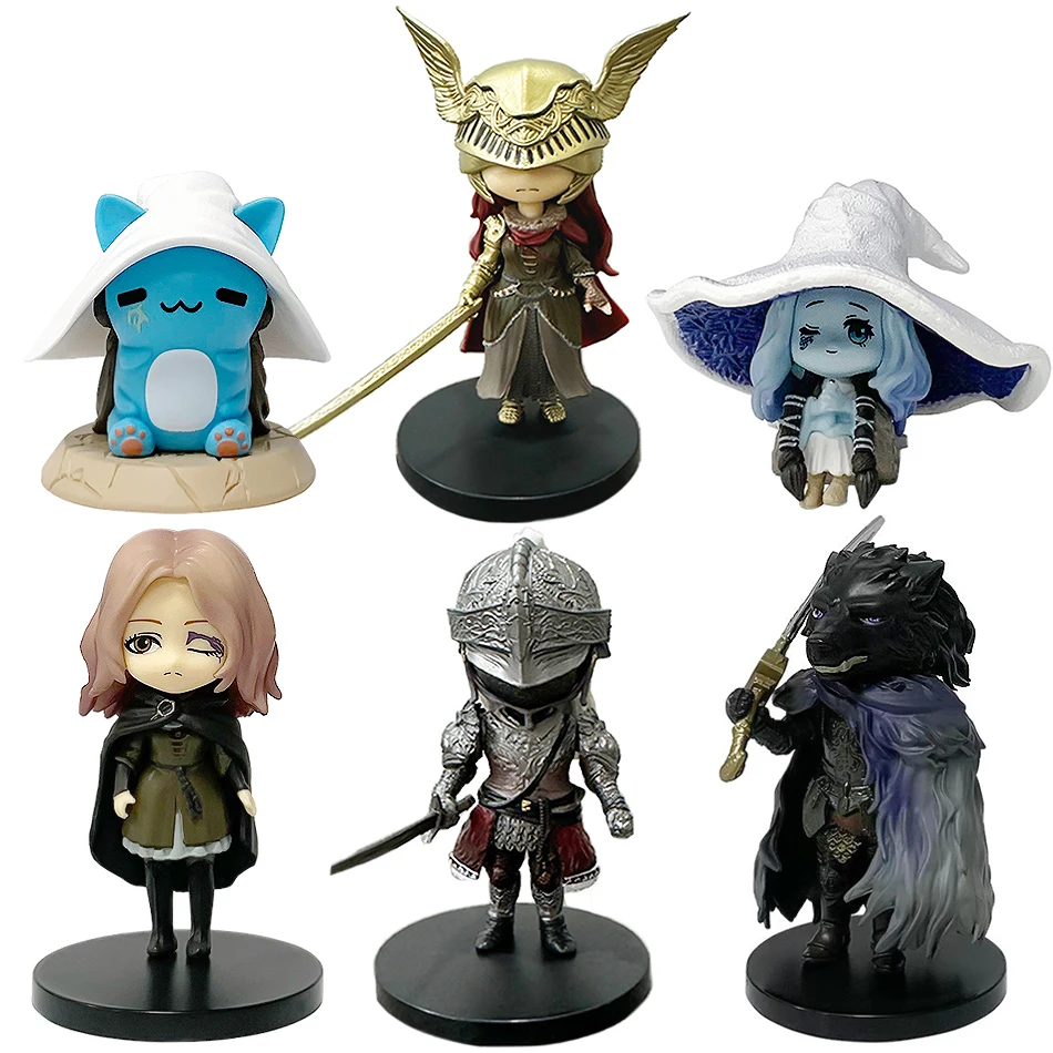 6 Piezas de Figuras de Gato Ranni y Melina en Versión Q de Elden Ring, 6.5-12cm, Regalo de Cumpleaños, Adornos Mágicos, Muñecas de PVC