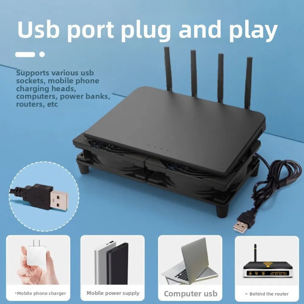 Вентилятор для охлаждения роутера с питанием от USB, 5 В постоянного тока, с защитной сеткой и выключателем, бесшумная подставка-радиатор для ПК