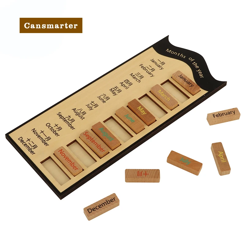 Baby Toys Montessori Language Month of the Year Days of the Week Wooden Teaching Aids Learning Educational Toys for Children