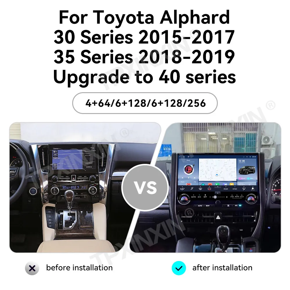 For Toyota Alphard 30 35 Series 2015-2019 Upgrade to 40 series Android Car Radio Multimedia Video Player Wireless Carplay Screen