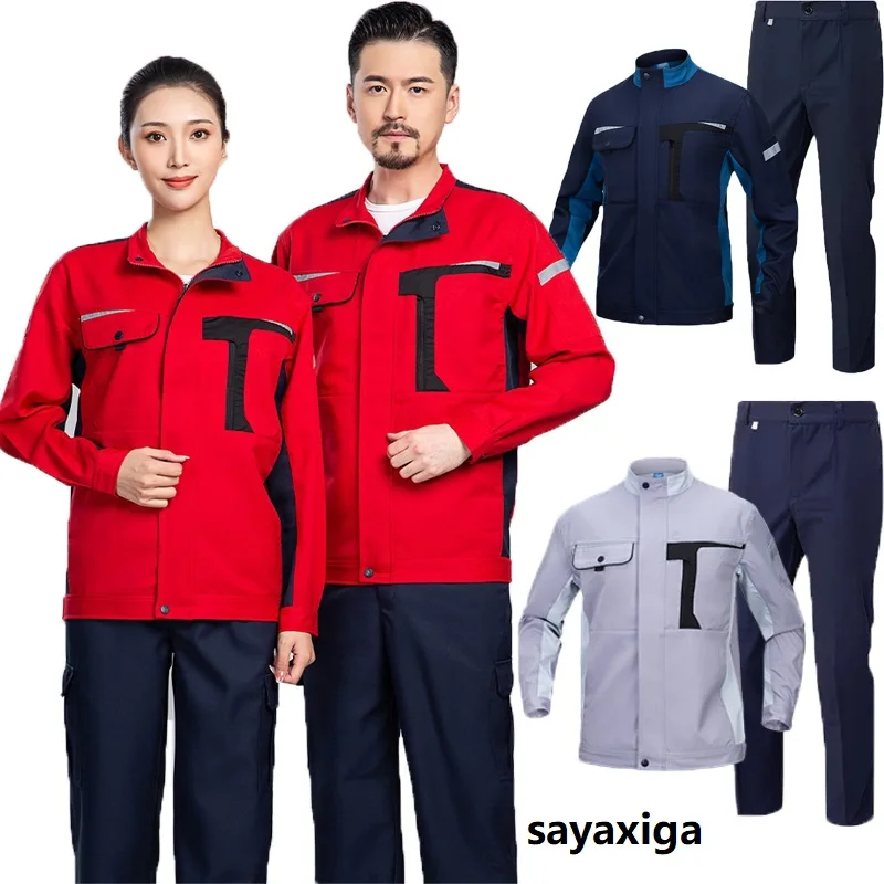 

Work clothing set welding suit two tones fashion working Uniforms factory workshop mechanics repairman worker Coveralls workwear