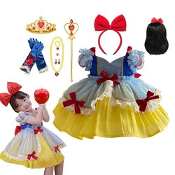 Disney Snow White Summer Girls Dress Princess Cosplay Costume 2023 New Short Sleeve Lolita Dress Carnival Party Birthday For Kid