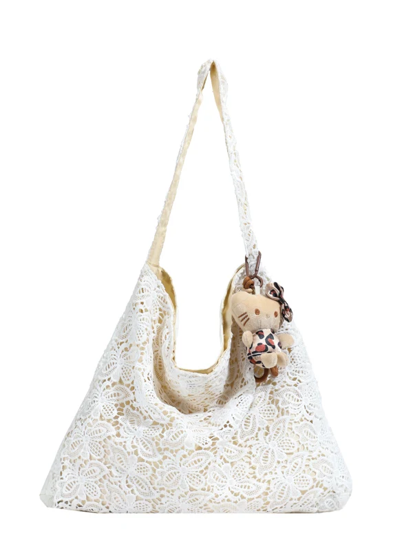 

Корейская кружевная сумка-тоут на одно плечо, женская модная трендовая растворимая сумка Fairy Beau, большая пригородная сумка Capaci