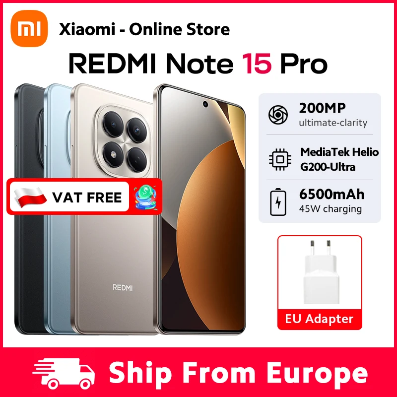 Version Globale Xiaomi Redmi Note 15 Pro 4G Smartphone Batterie 6500mAh Processeur MTK Helio G200-Ultra Écran AMOLED 6,77 pouces Caméra Principale 200MP Charge Turbo 45W