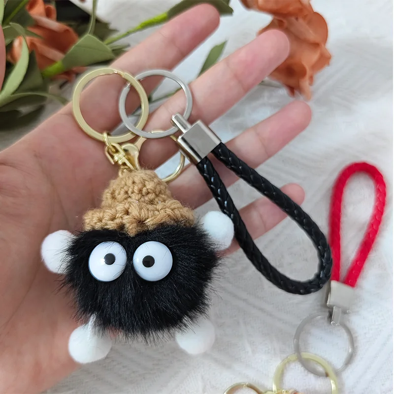 Plush Coal Ball Elf Keychain Cute Knitted Little Fur Ball Pendant Cartoon Bag Charm Creative Small Gift