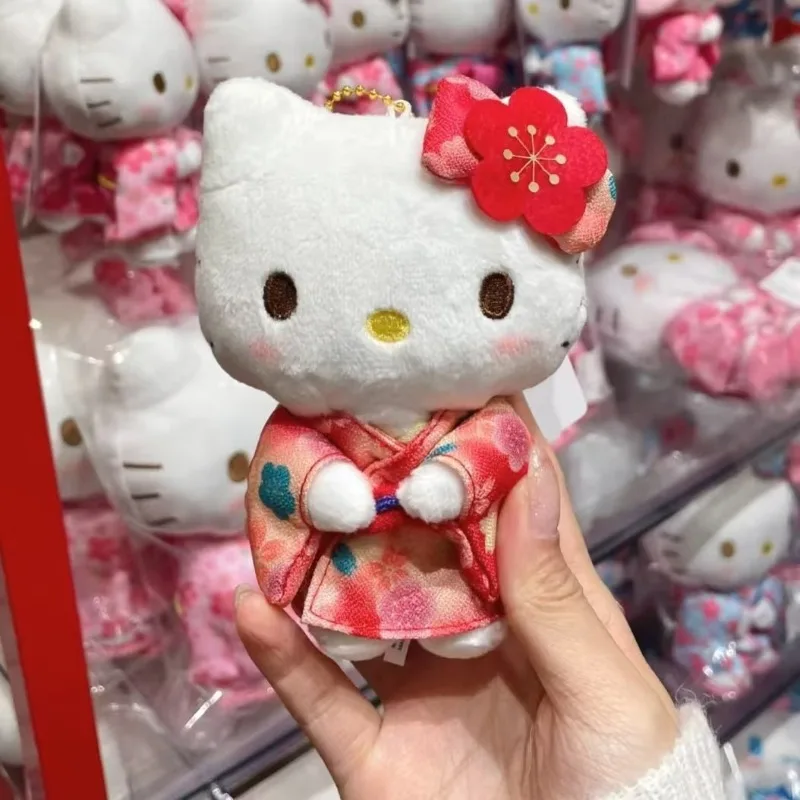 Sanrio cartoon hello kitty quimono série chaveiro de pelúcia pingente mochila diária acessórios de moda personalizados