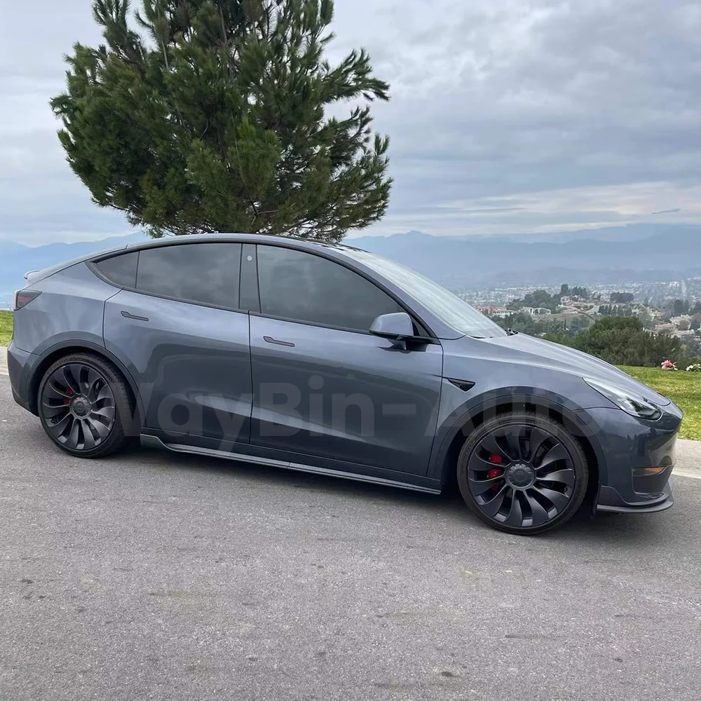 Modely Body Kits For Tesla Model Y 2020- 2023 Matte Carbon Rear Diffuser Side Spillter Spoiler Bumper Lip Tesla 2023 2024 Tuning
