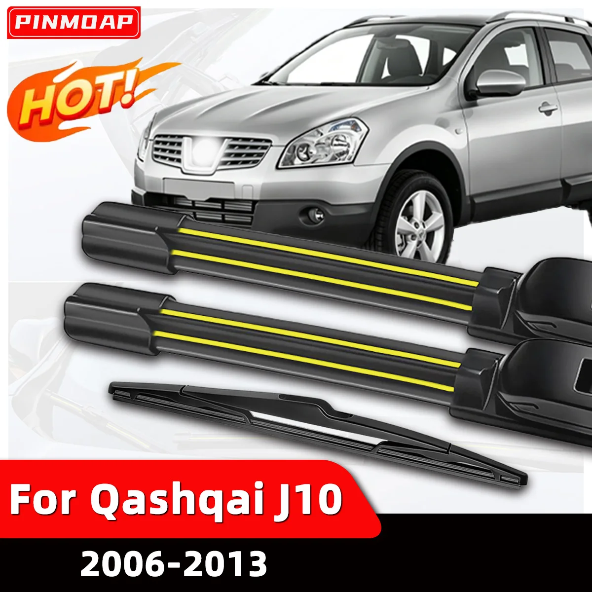 

PINMOAP Car Wiper Is Suitable For Nissan Qashqai J10 2006-2013 Environmentally Friendly Rubber Strip Front And Rear Wiper Kit