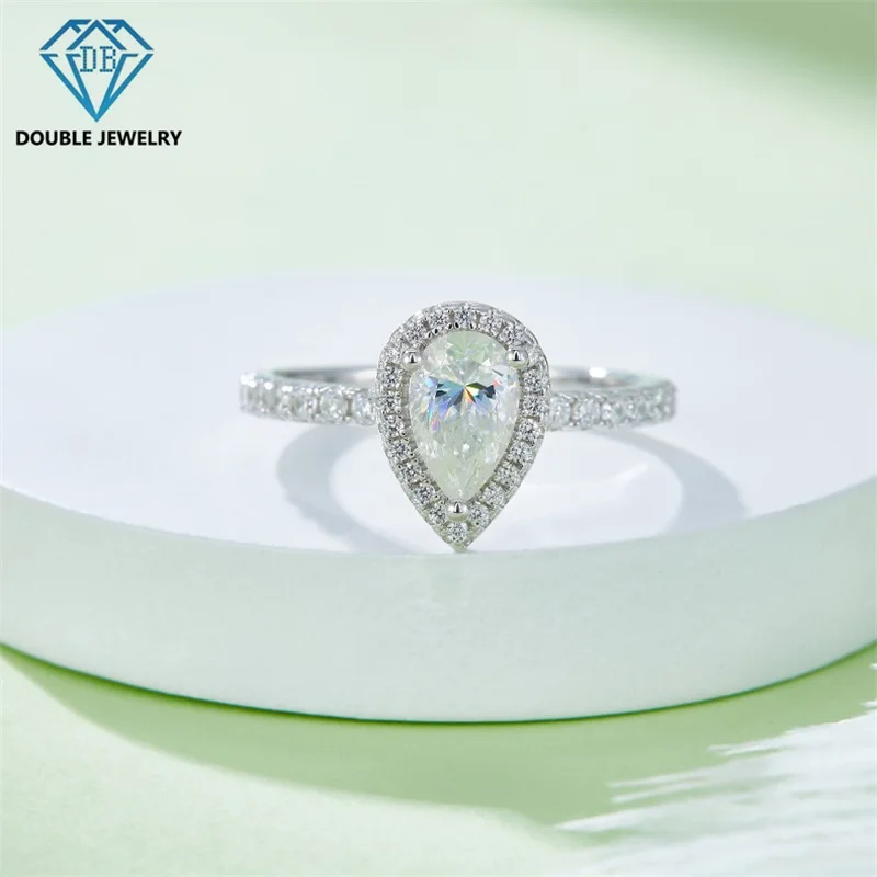 

Double Jewelry Pear moissanite diamond ring for Woman Wedding Band Anniversary Engagement Ring S925 Sterling Silver Jewelry gift