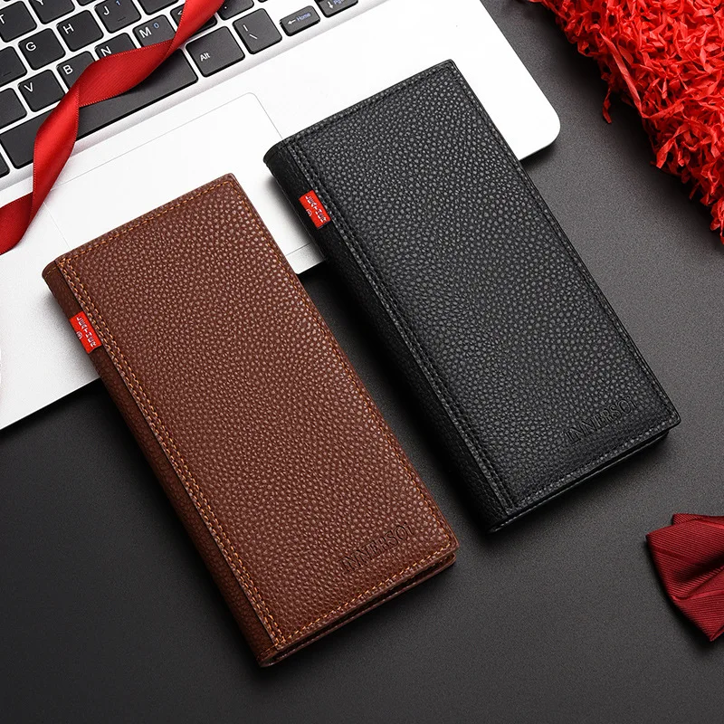 2025 neue Brieftasche männer Lange Mode Business Brieftasche Brieftasche Multifunktionale Lychee Muster Weiche Leder Brieftasche Für Männer