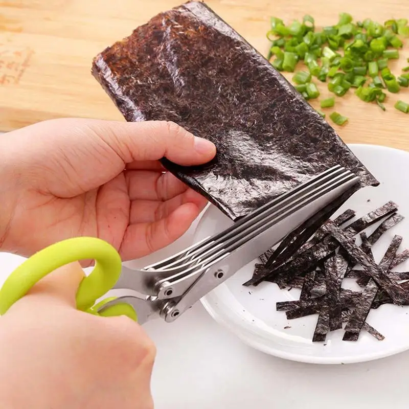 5 Blade Herb Schaar Multifunctionele Multi Lagen Rvs Messen Keuken Schaar Scallion Cutter Keuken Accessoires