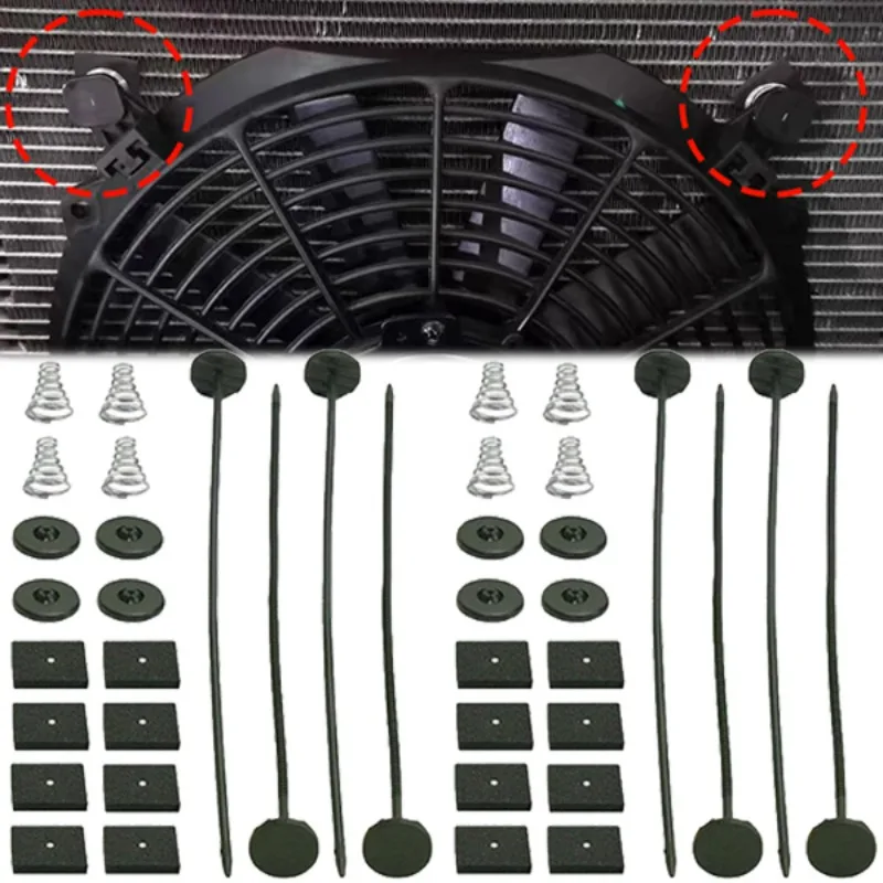 

Universal Fan Mount Kit 4 Springs for Electric Cooling Fan Transmission Cooler Electric Radiator Fan Mounting Kit 4 Cable Ties