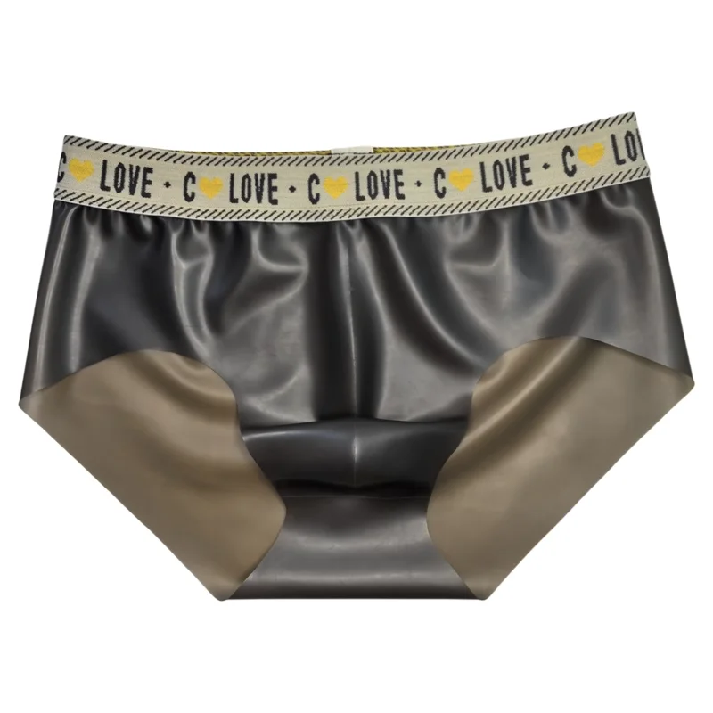 Latex Seamless Lingerie Convex Pouch Sexy Men Briefs Rubber Glossy Underwear Male Intimates Exotic Man Sexy Underpantstal Trunks