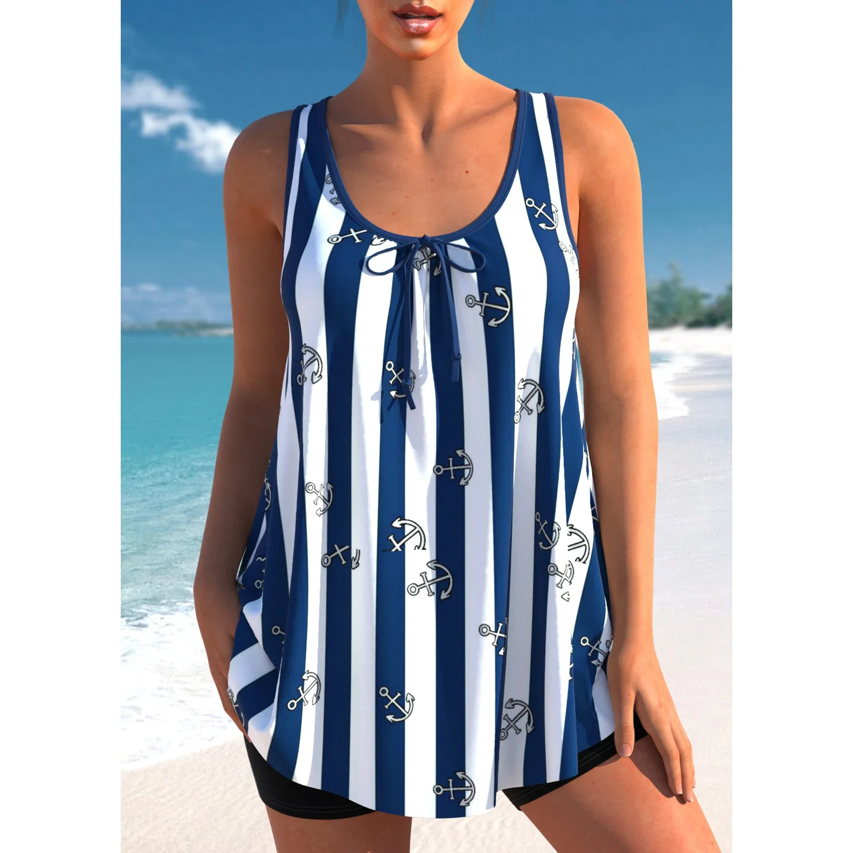 Two-piece Bikini Swimsuit for Women Summer Sexy Tankini  Patchwork Multi-Color Sexy Bikini  Vacation Swimsuit Summer Beachwear