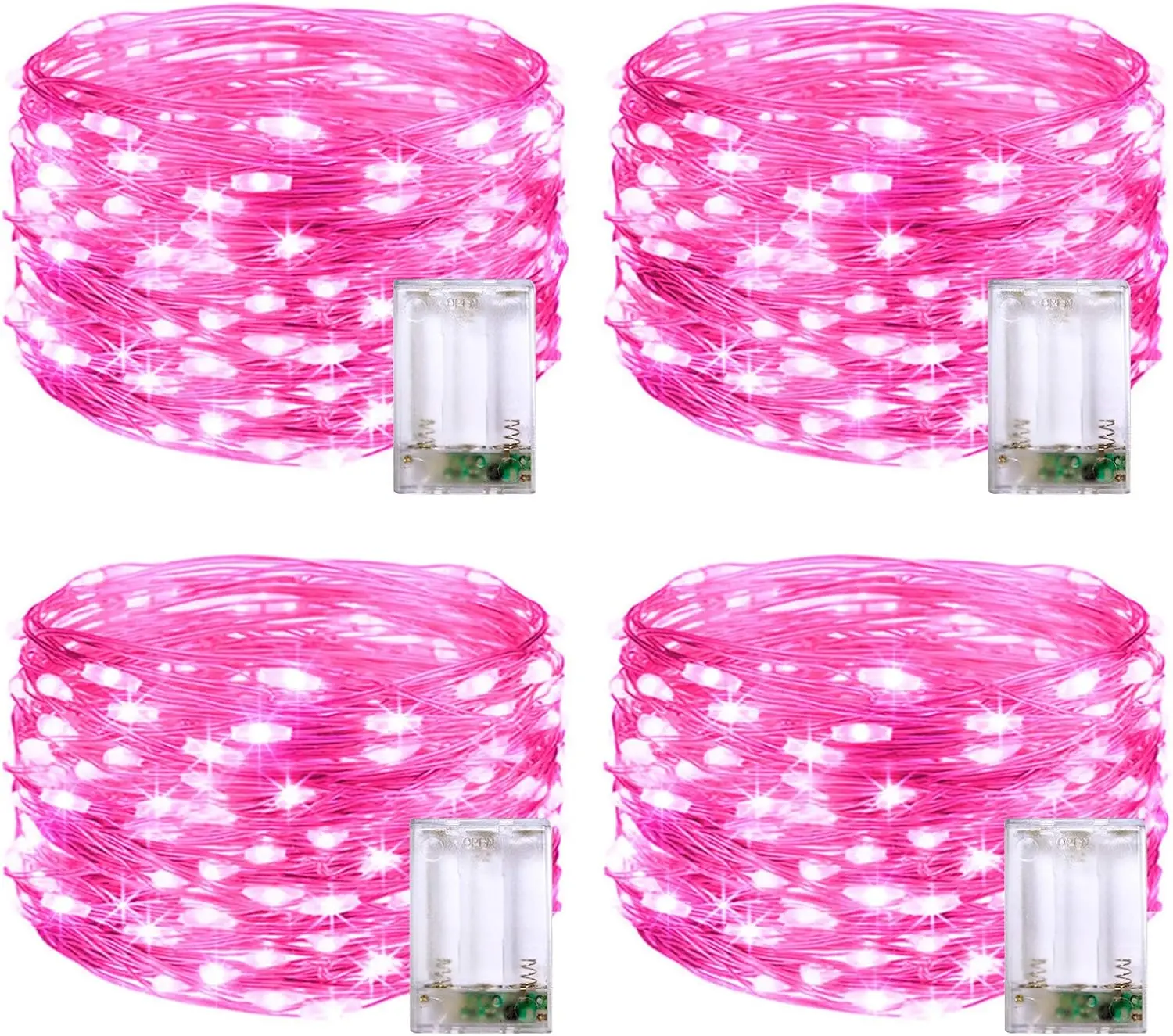 4 Pack LED Fairy Lights Battery Operated, 16.4FT 50LED Firefly Lights Mini Twinkle String Lights for Wedding Christmas Birthday