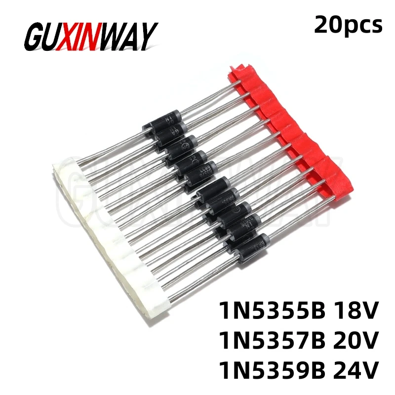 20pcs 5W Zener Diodes CASE17 1N5355B 18V 1N5357B 20V 1N5359B 24V