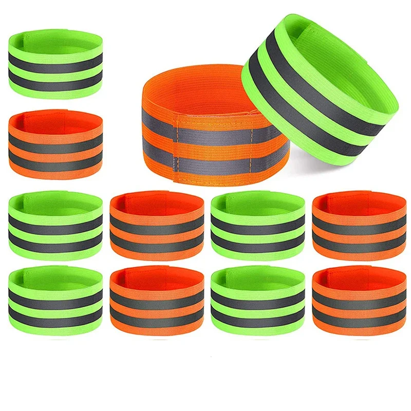 1 Pair Reflective Armband Wristband Elastic Bracelet Reflective Tape Strap Safety Reflector Tape for Night Cycling Sports