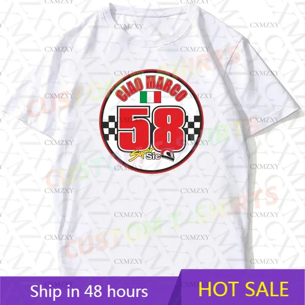 

Marco Simoncelli 58 GP Rider T-Shirt New Men Short Sleeve GS Adventure Riding Sport Boy Casual Tees Motorcycle Lovers White Tops