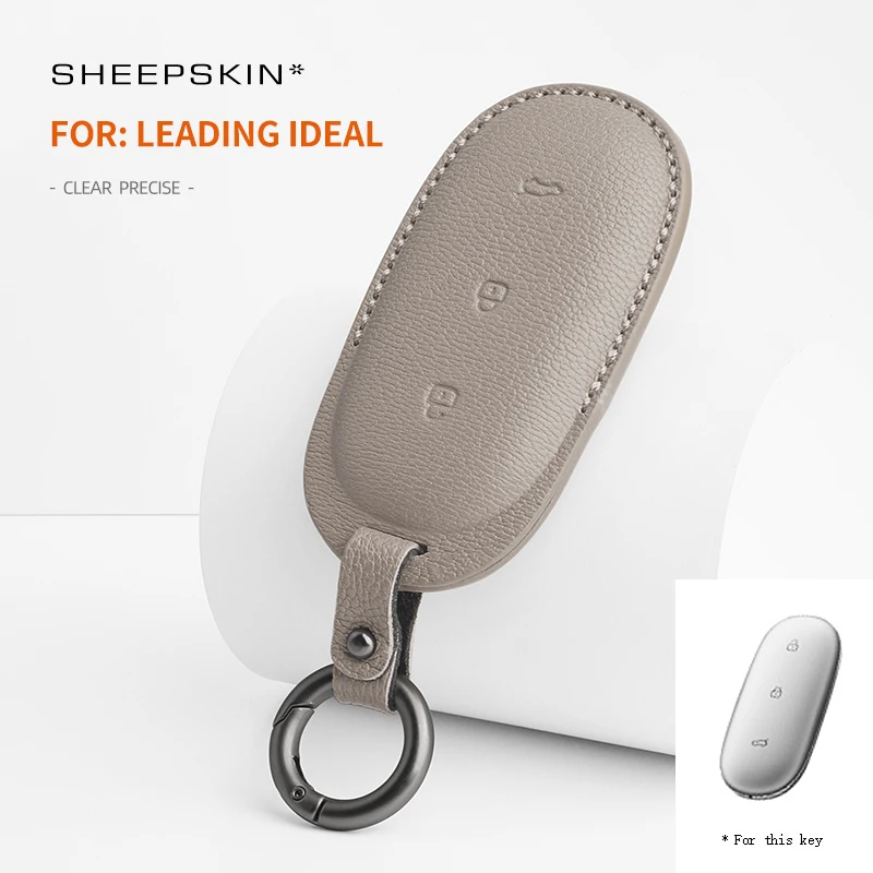 

For LEADING IDEAL LiXiang L9 L8 L7 Sheepskin Car Key Case Keychain Smart Remote Leather Cover Shell Protector Accessories 2023