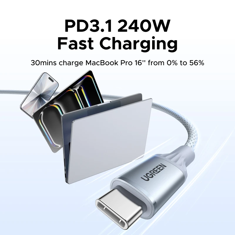 UGREEN USB-IF Certificado Tipo-C Cabo PD3.1 240W Macio USB-C Carregamento Rápido para Laptop MacBook iPhone 17 Samsung S25 Tipo-C Cabo