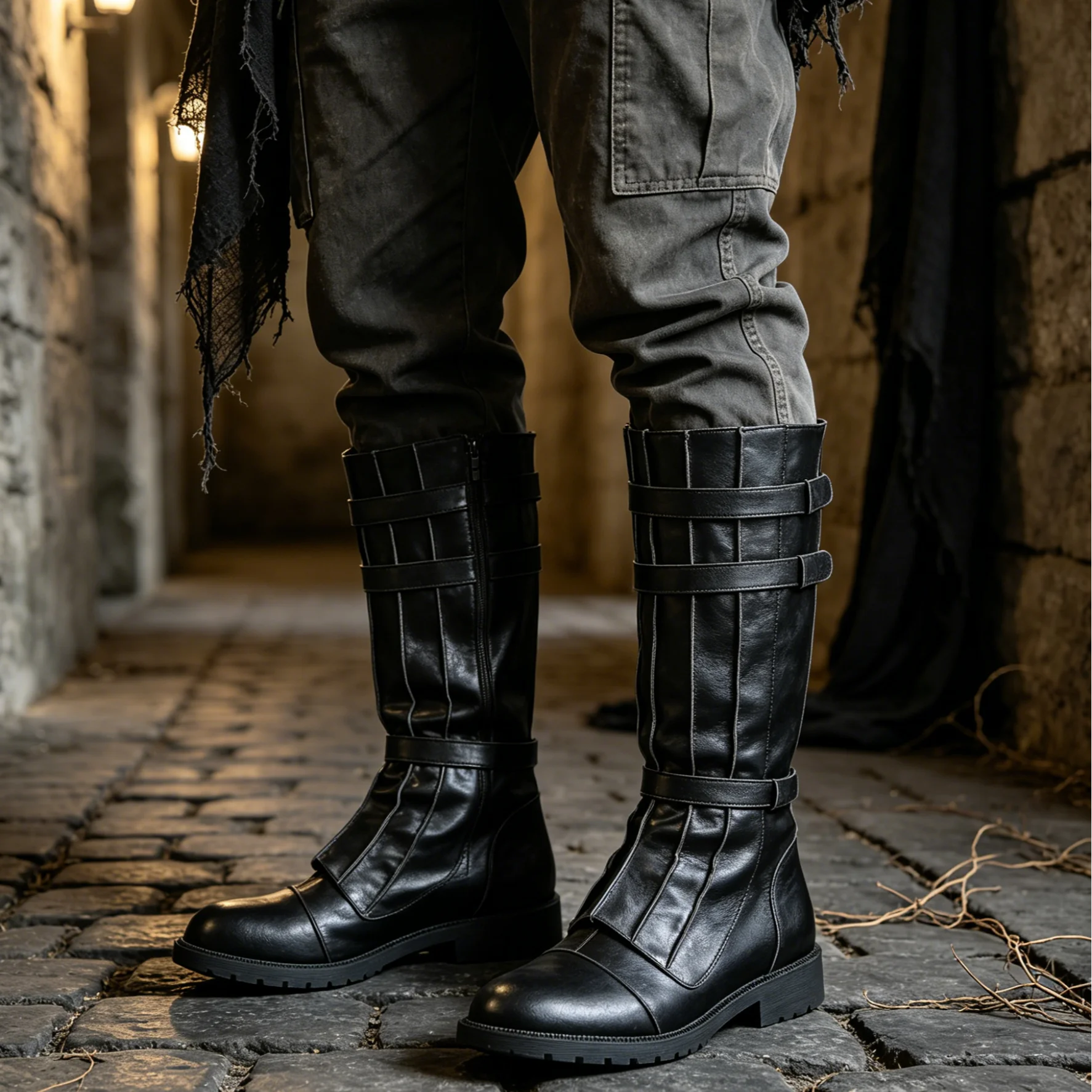 Renaissance Knight Belt Buckle Boots Halloween Cosplay Costume Shoes Pu Leather Pirate Round Head Low Heel Boot 2026 6