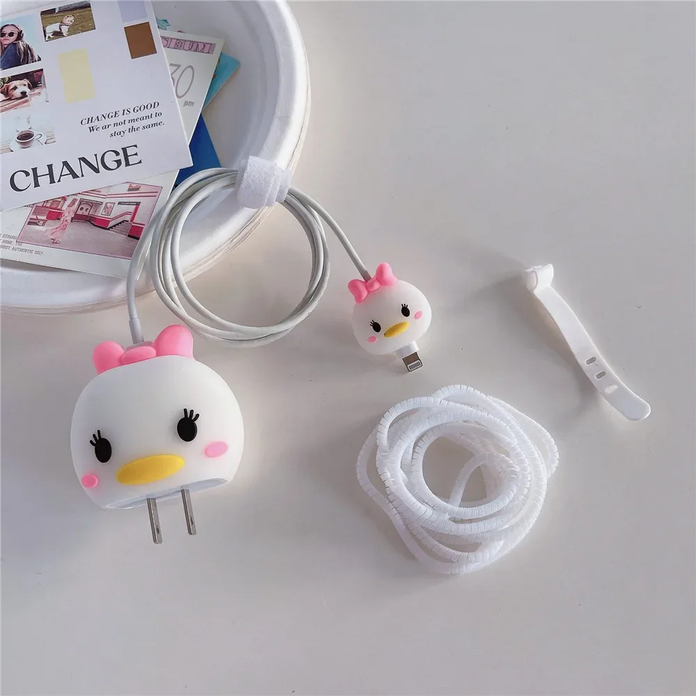 New MINISO Cartoon Cable Protector Set For Samsung 25W Charger Original Charger Head Protective Case Data Line Anti Breaking