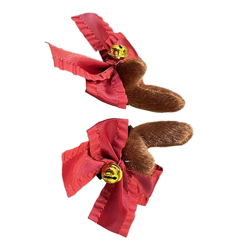 MerryChristmas عقال الأحمر Bowknot قرن الوعل مشبك شعر العروض المسرحية الدعائم عطلة إكسسوارات الشعر لوازم الحفلات 15UB