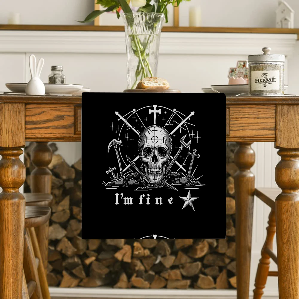 Gothic Skeleton Horror Death Table Runners Dresser Table Decor Reusable Kitchen Dining Table Runner Party Decor