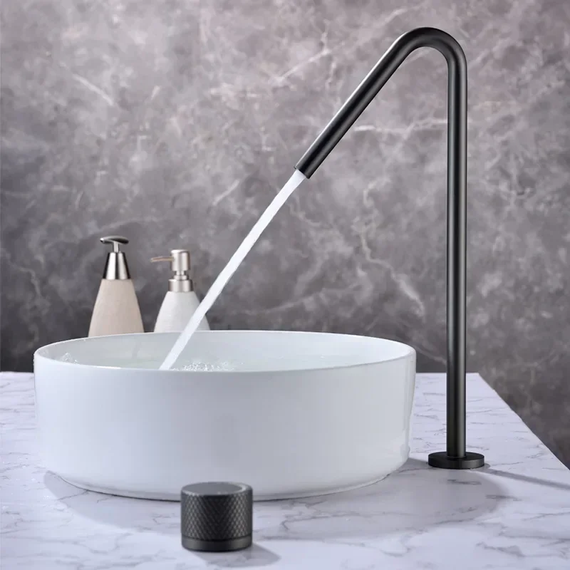 Hotel apartment simple plus height split double hole wash basin faucet hot and cold basin faucet FT2503