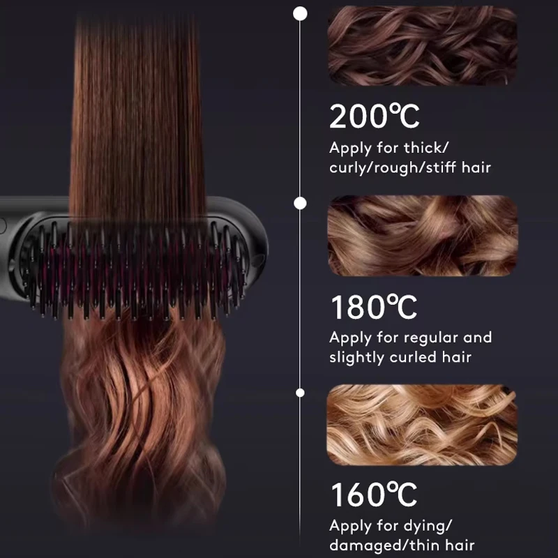 جديد صغير محمول 3200 4500 Mah 60 مليون الأيونات السالبة فرشاة شعر كهربائية لاسلكية 2 في 1 فرشاة ساخنة للشعر المستقيم المجعد