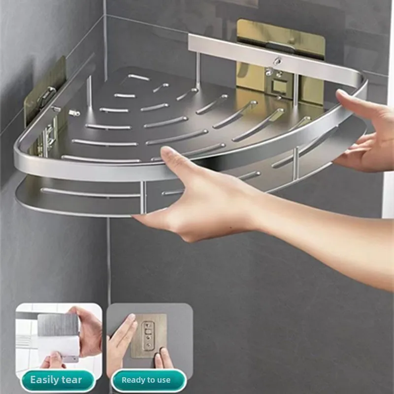 

New 3/2/1PCS Adhensive Bathroom Shampoo Holder Shower Caddy Shelves Storage No Drill Shelf Corner Towel Holder Shelves For
