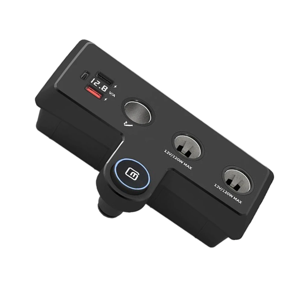 LED Display Car Charger Adapter Black Fast Charging Adapter Real-time Voltage Meter Built-in Fuse Protection LED Voltage Readout