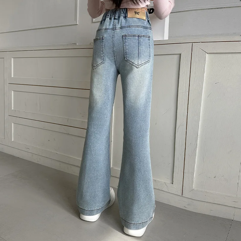 جينز ربيعي جديد للأطفال البنات لعام 2025 سروال جرس مرن للأطفال على شكل فراشة سراويل خريف من قماش الدنيم 4 5 8 10 11 12 13 سنة #6