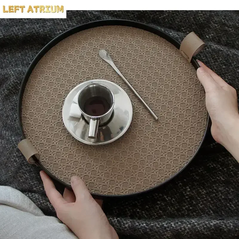 Light Luxury Wooden Rattan Pattern Storage Tray Home Jewelry Cosmetics Aromatherapy Small Item Container