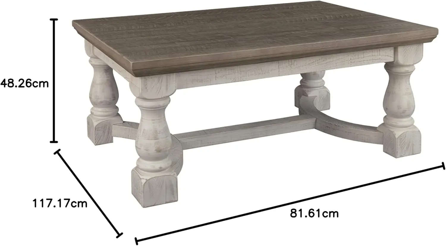 Signature Design by Ashley Havalance Farmhouse Rectangular Coffee Table, Gray & White with Weathered Finish