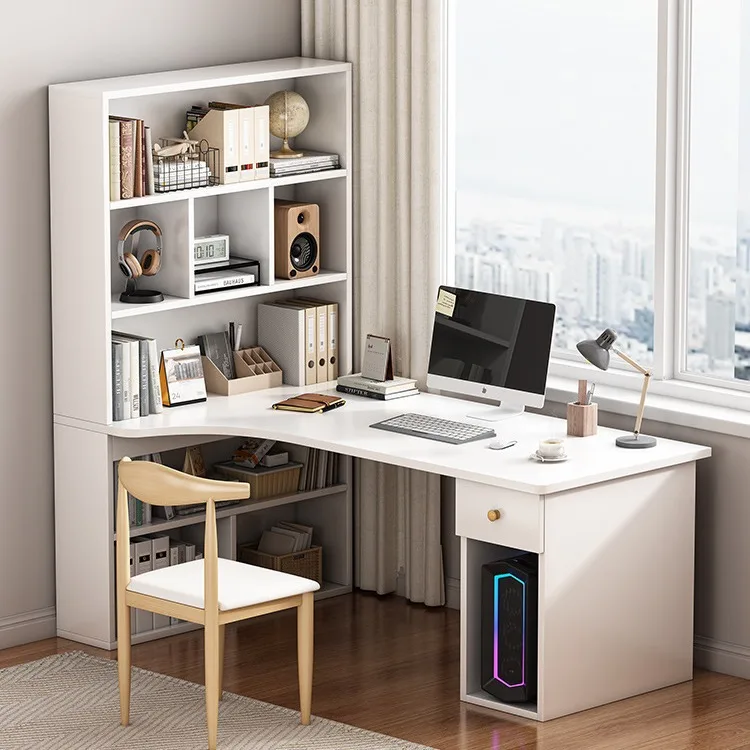 

Corner desk Bookshelf Integrated table Desktop computer table Simple household bedroom Junior high school student study table Wr