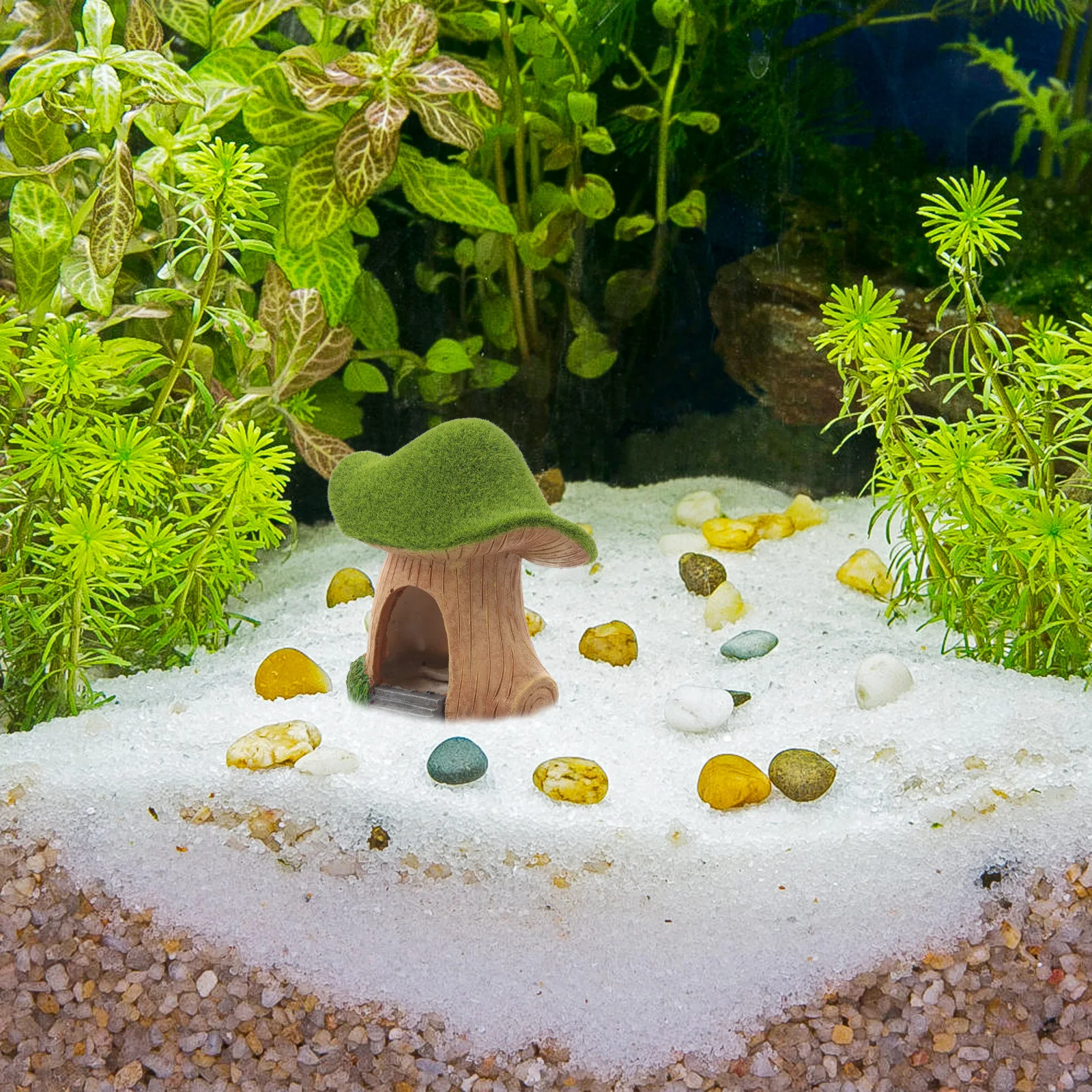 

Fish Tank Decoration Mushroom House Hideout Resin Craft Aquarium Shelter Lively Natural Environment Betta Tank Decorations