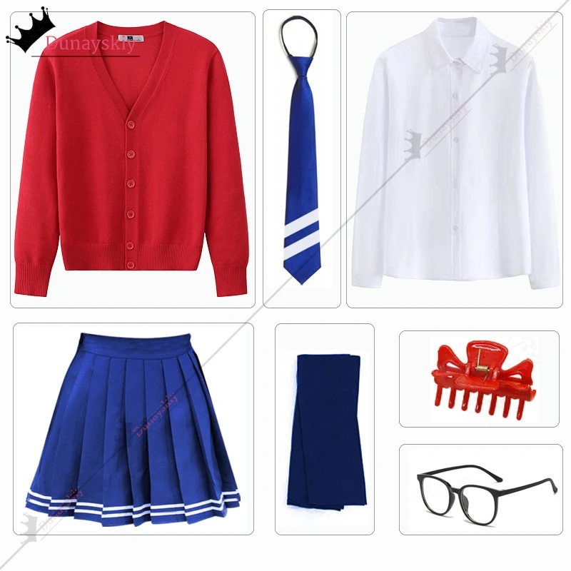 MiSide Crazy Mira 코스프레 게임 코스프레 코스튬, 40cm 가발, 롤플레이 여성 프라이머리 얀데레 복장, 할로윈 소름 끼치는 미타 파티 옷