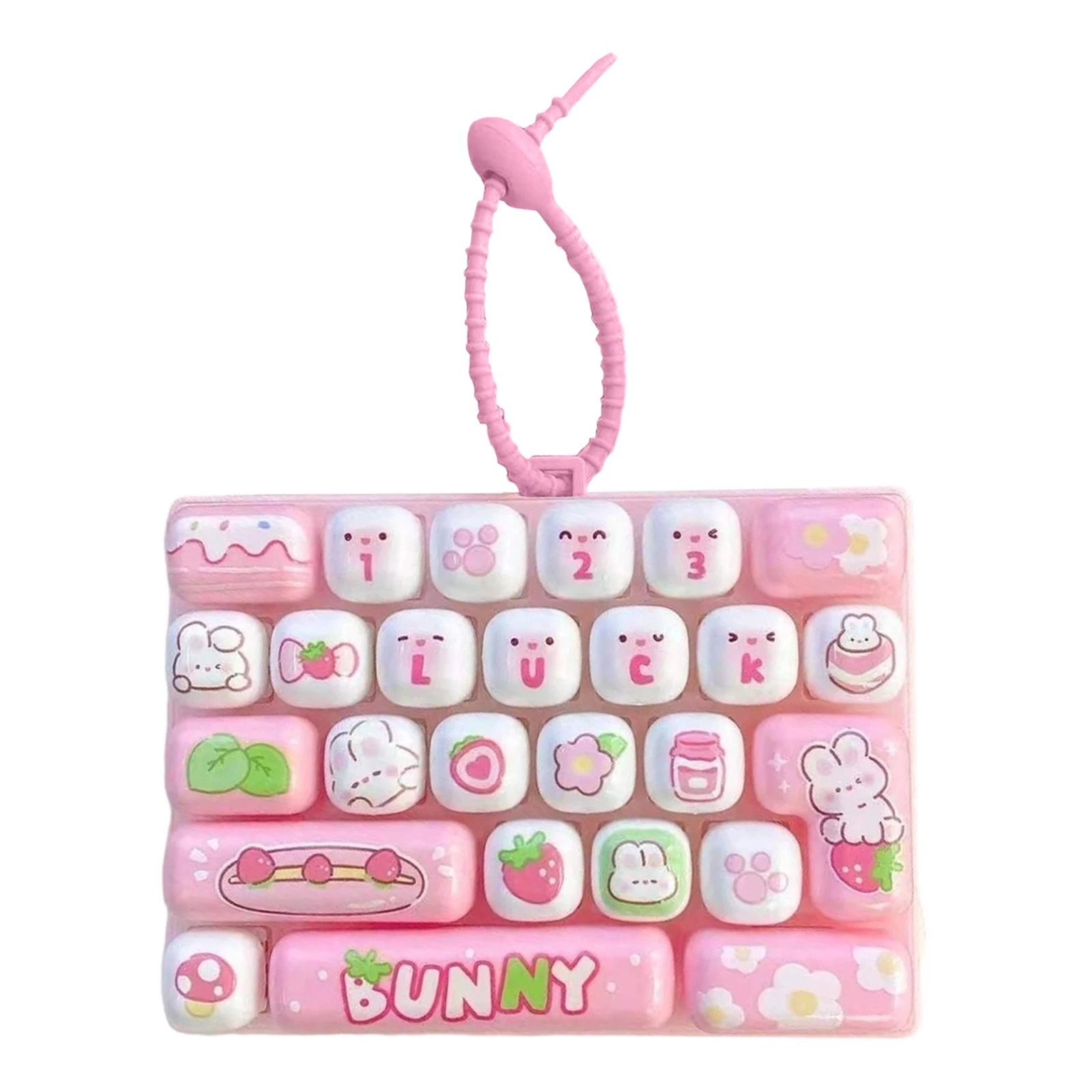26Grid Keycap Clicker Anti Stress Fidget Keyboard Keychain Decompression Button Cartoon Hand Relax Party Favor Gift 26구 키캡 키링